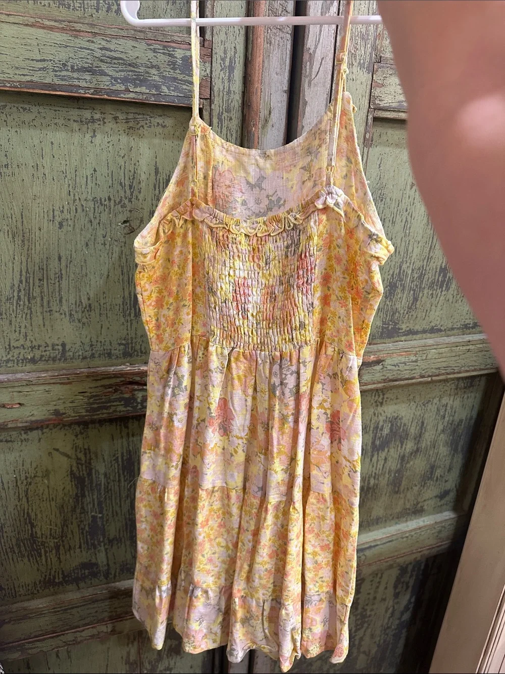 art class Yellow and Mint Floral Tiered Sundresses